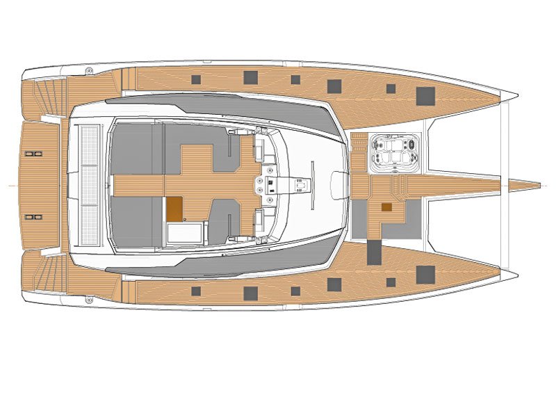 Fountaine Pajot Alegria 67 distribución de la cubierta Fountaine Pajot Alegria 67 distribución de la cubierta